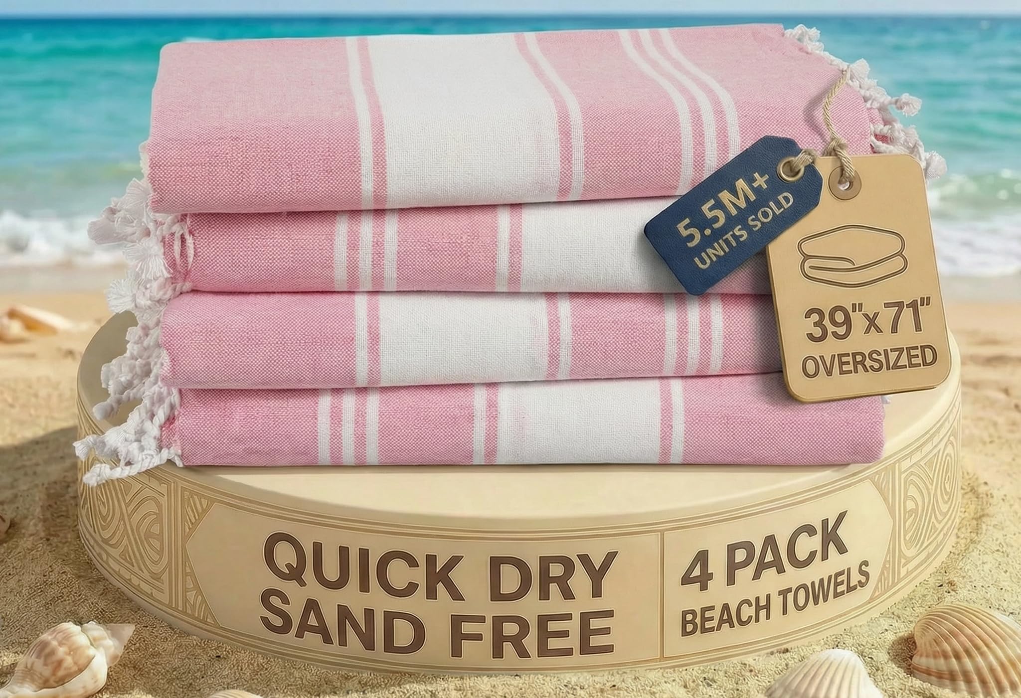 Lane Linen candy pink towel folded for compact packing and easy travel use