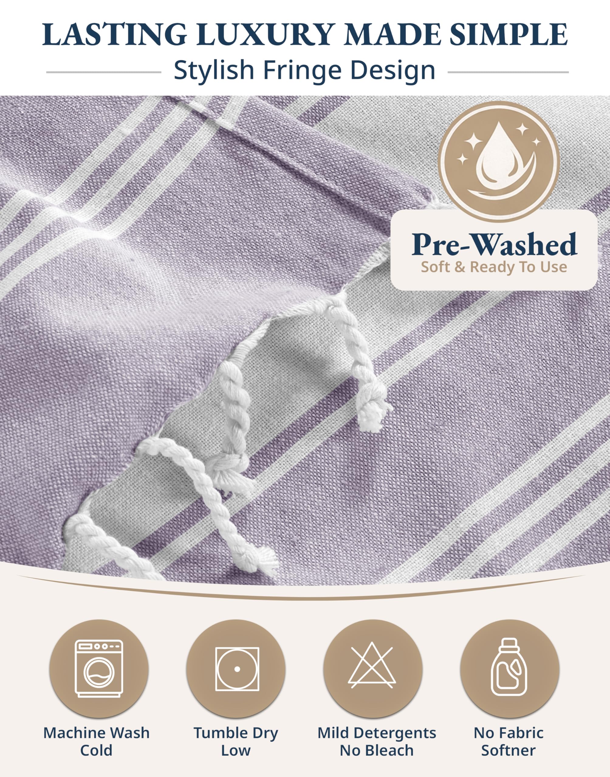 LANE LINEN Turkish Beach Towels 12-pack sand-free-design image highlights sand-free beach days