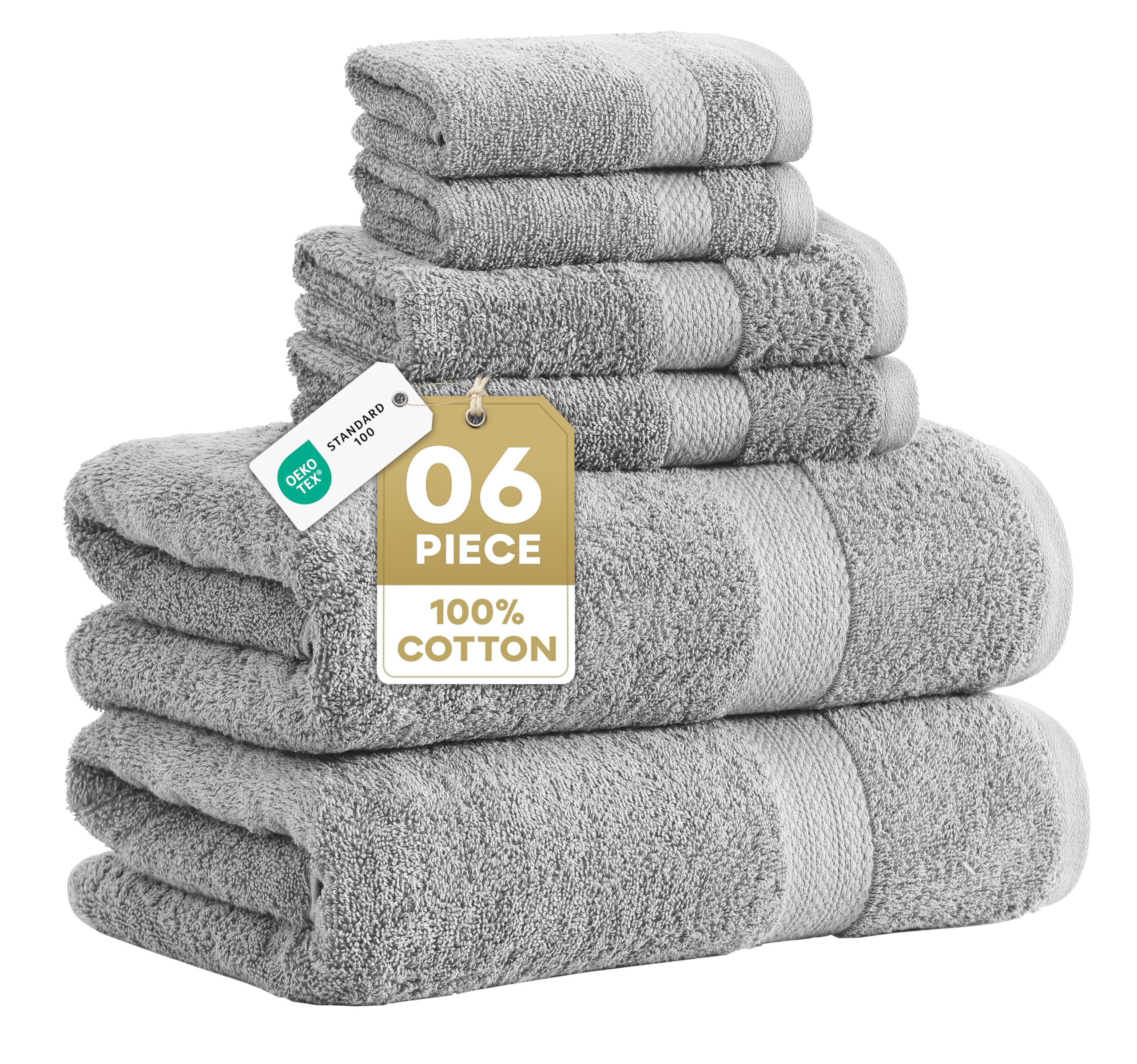 LANE LINEN Turkish towel set in grey bath towels for spa-like bathroom comfort