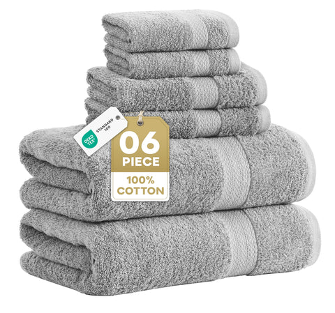 LANE LINEN Turkish towel set in grey bath towels for spa-like bathroom comfort