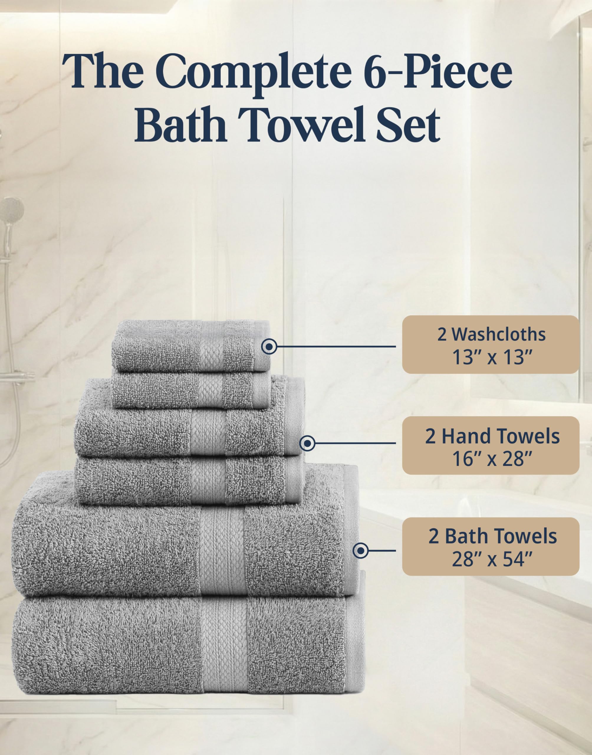 LANE LINEN Turkish towel set in grey hand towels stacked neatly