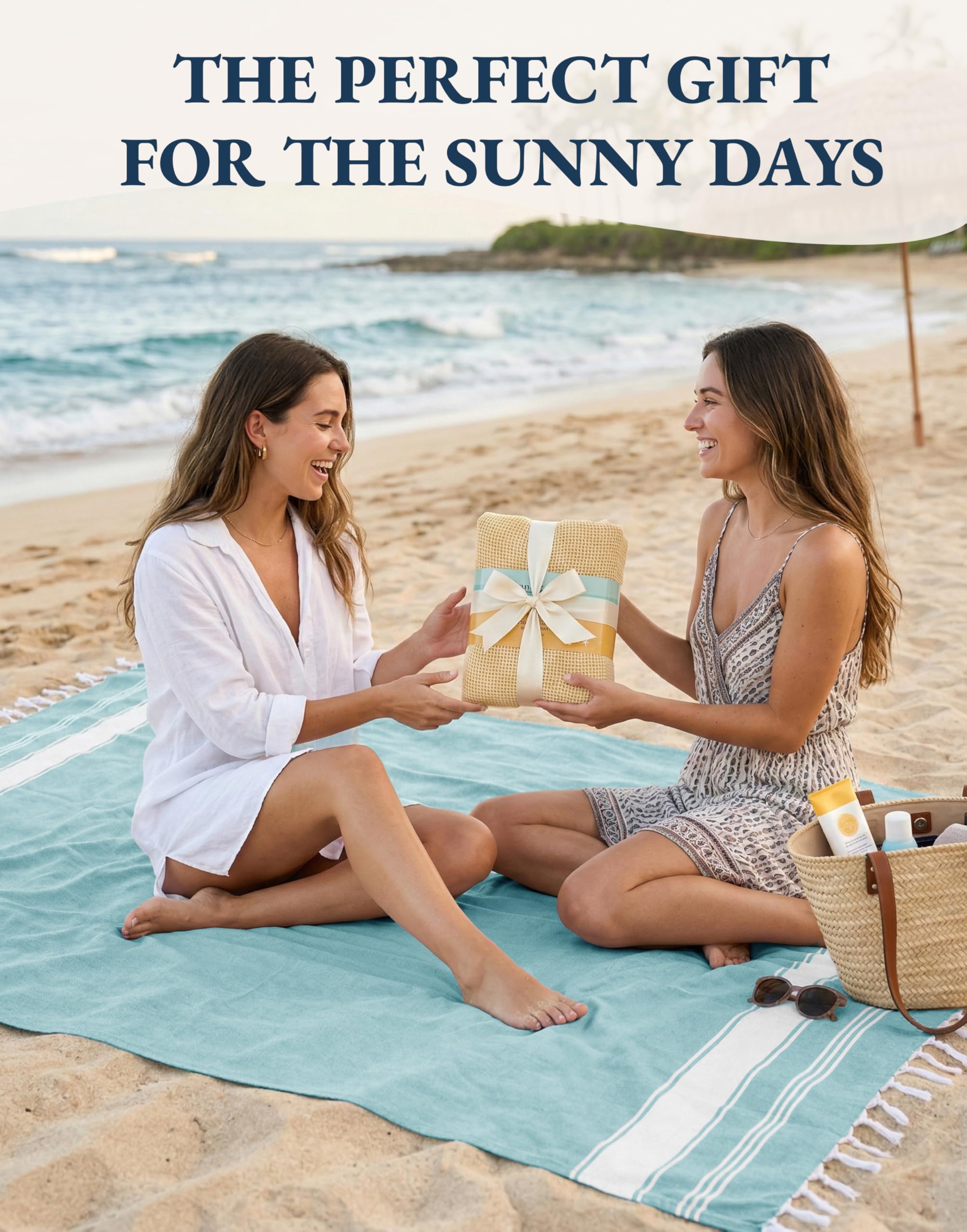 Lane Linen beach towel absorbs moisture and dries quickly for busy days.