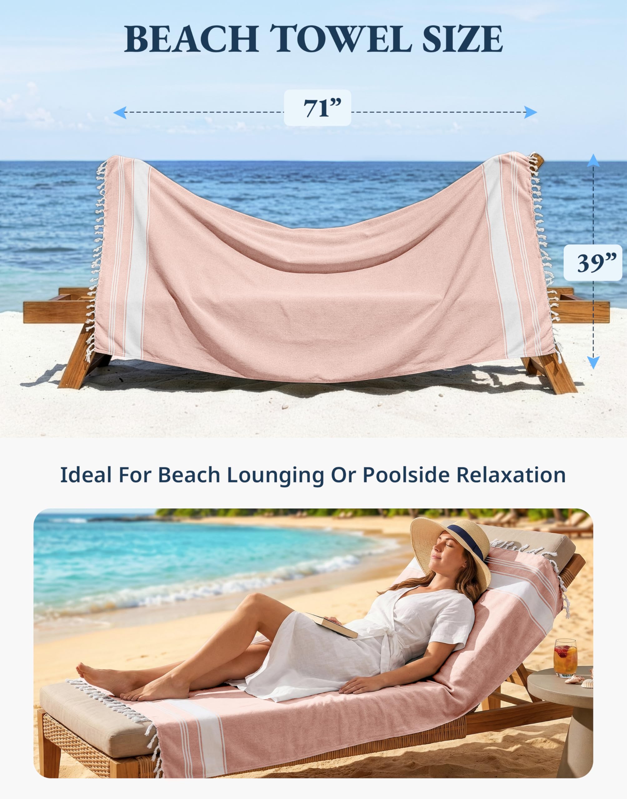 Lane Linen quick-dry fabric towels dry fast after swimming or showering.