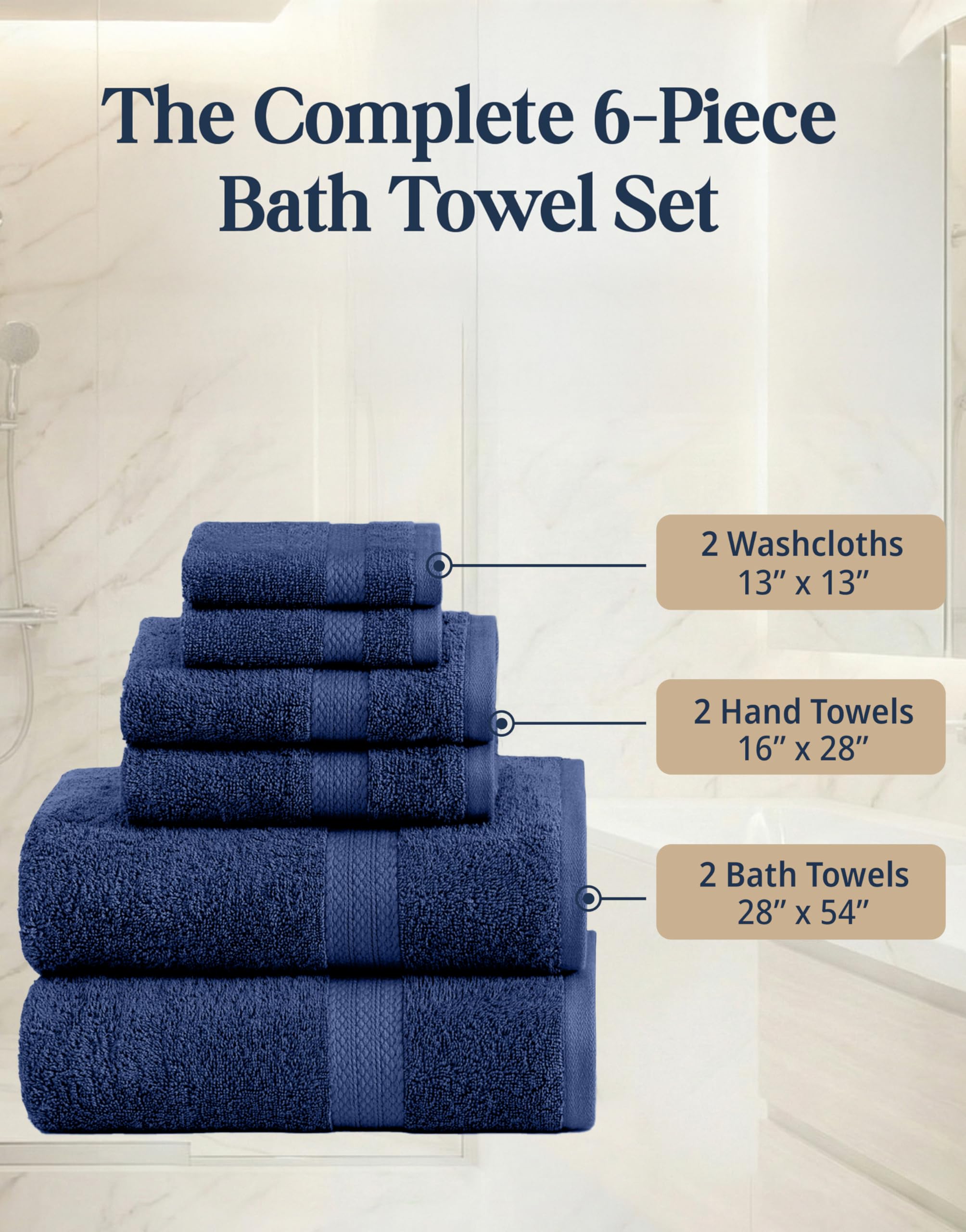 Lane Linen navy washcloths presenting gentle exfoliation with high absorbency.