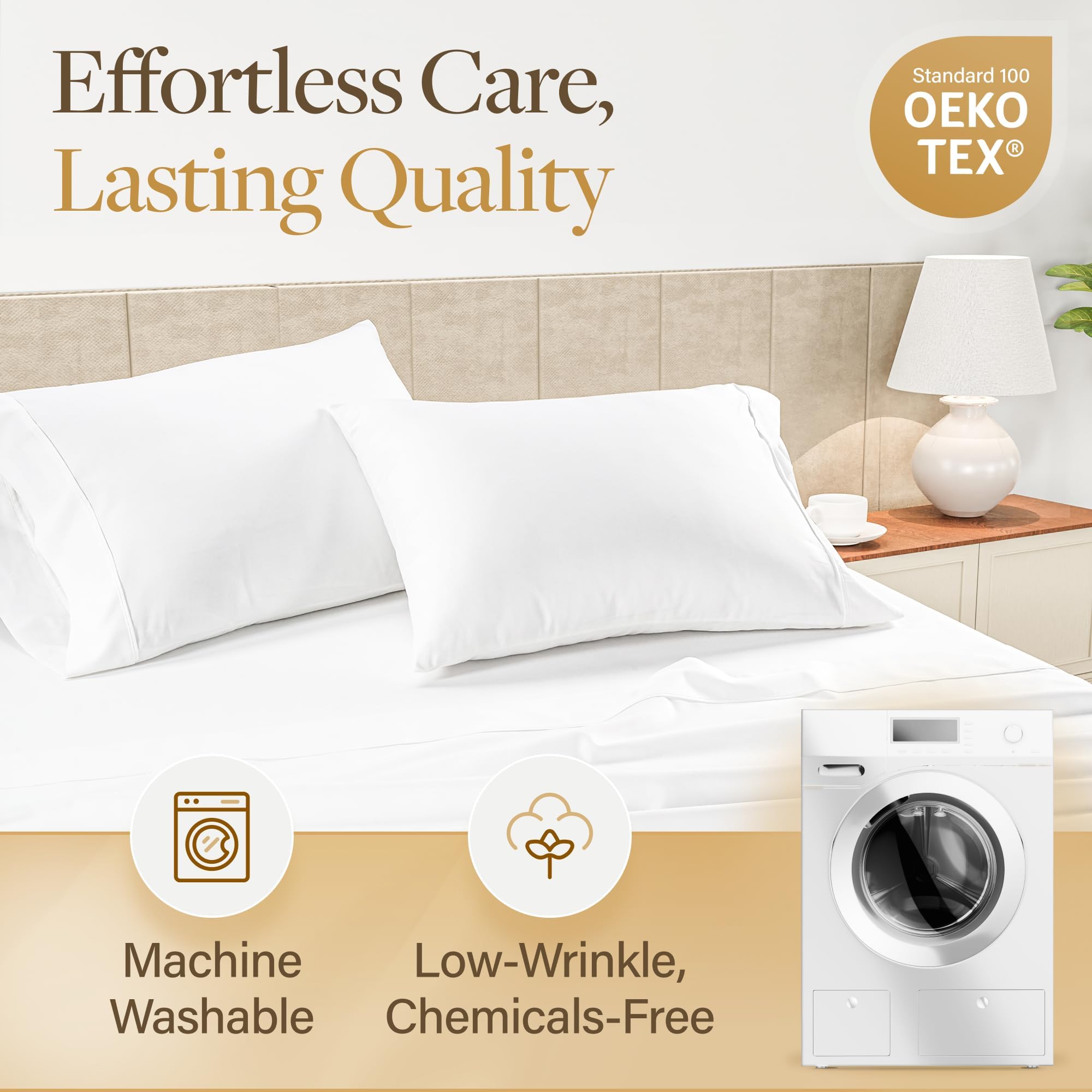 Lane Linen white king sheets add timeless luxury to your bed.