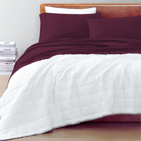 Lane Linen Windsor Wine machine-wash safe sheets simplify home care.