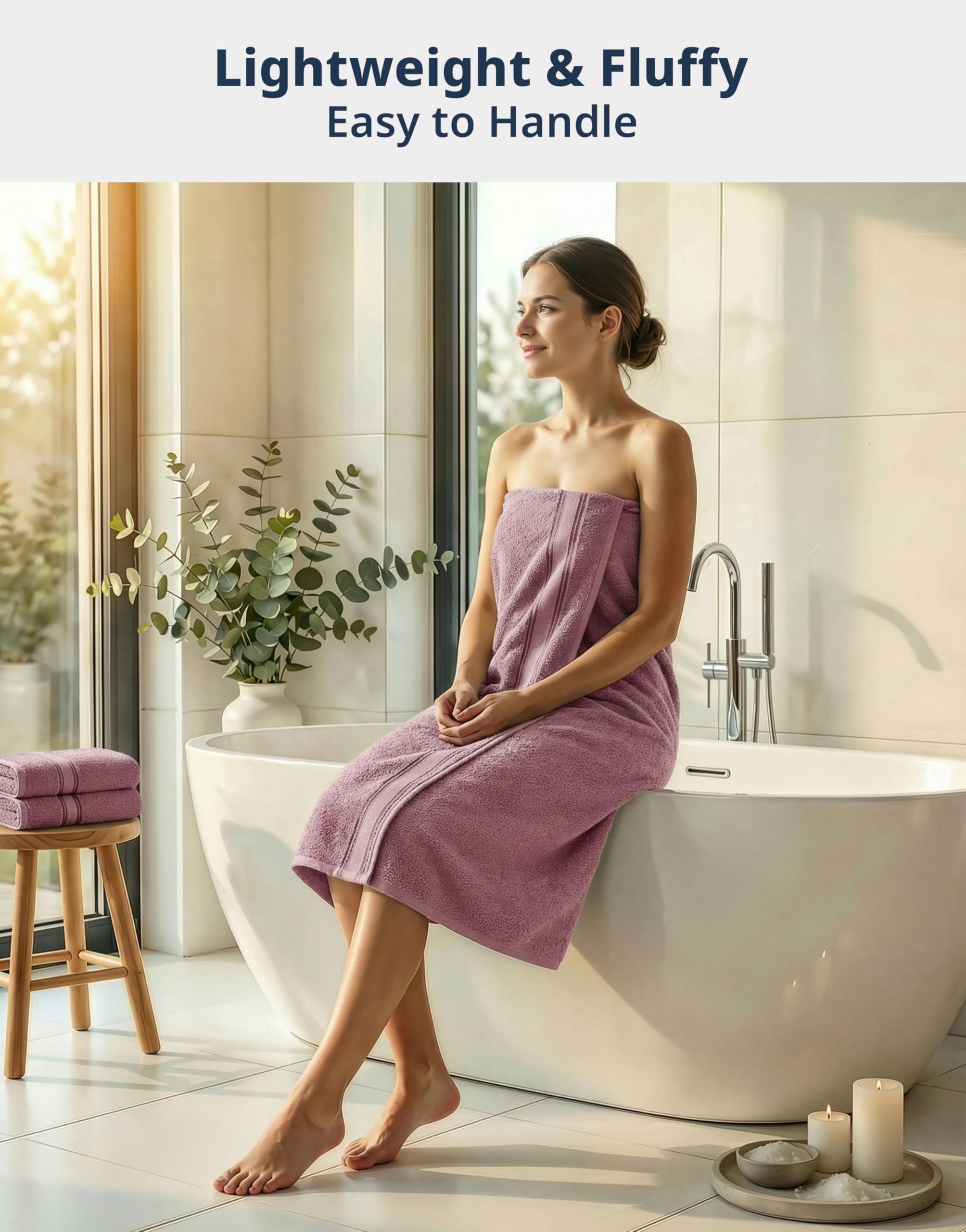 LANE LINEN Wishful Mauve hand towels 16x28 inches drying quickly with premium cotton