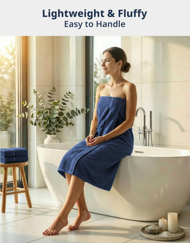 Lane Linen zero-twist bath towel draped in a premium bathroom display