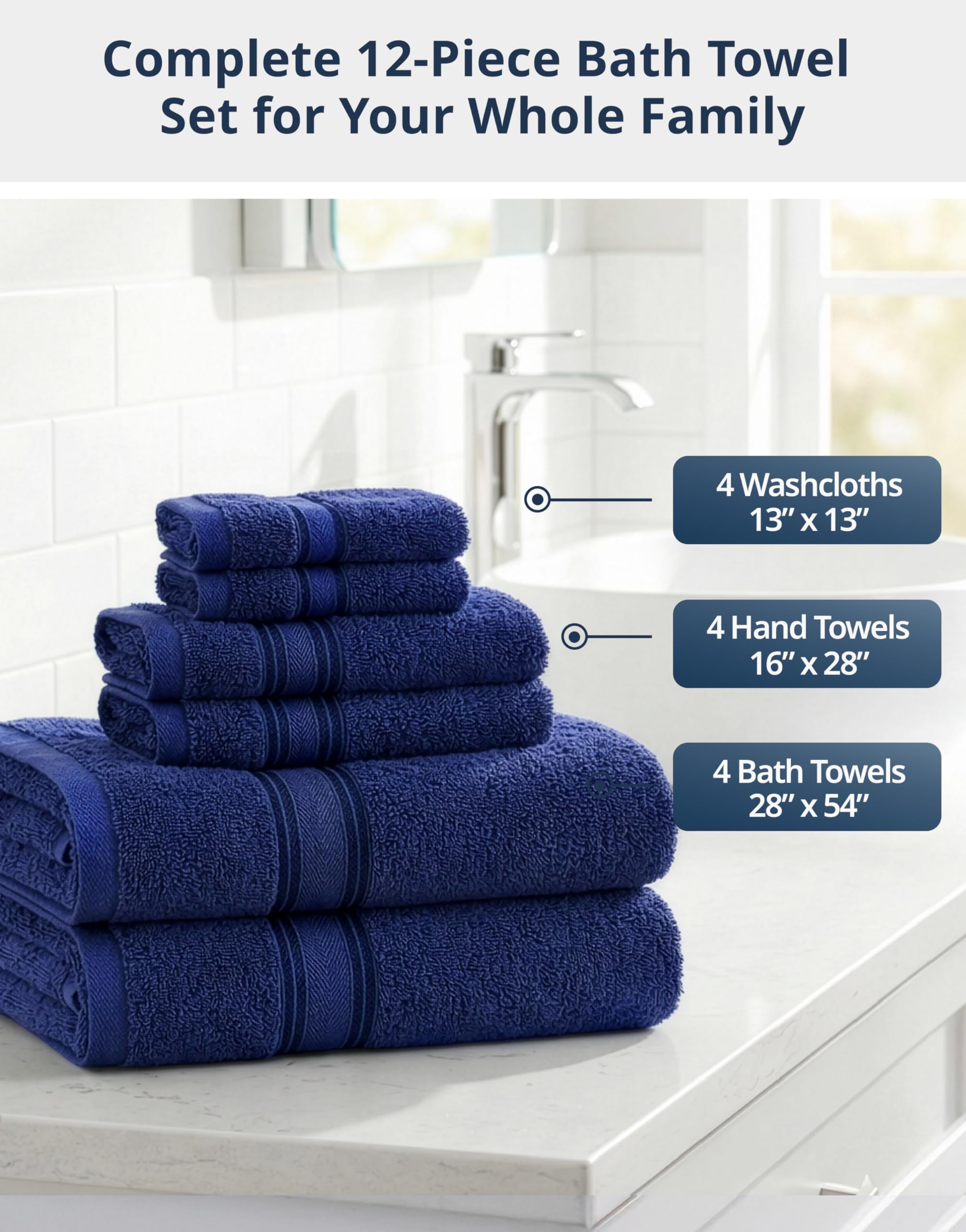 Lane Linen zero-twist hand towel folded neatly in guest bath setup