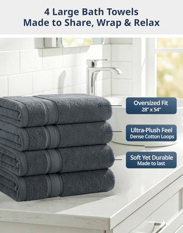 Lane Linen 28x54 bath towel demonstrating generous size for daily use.