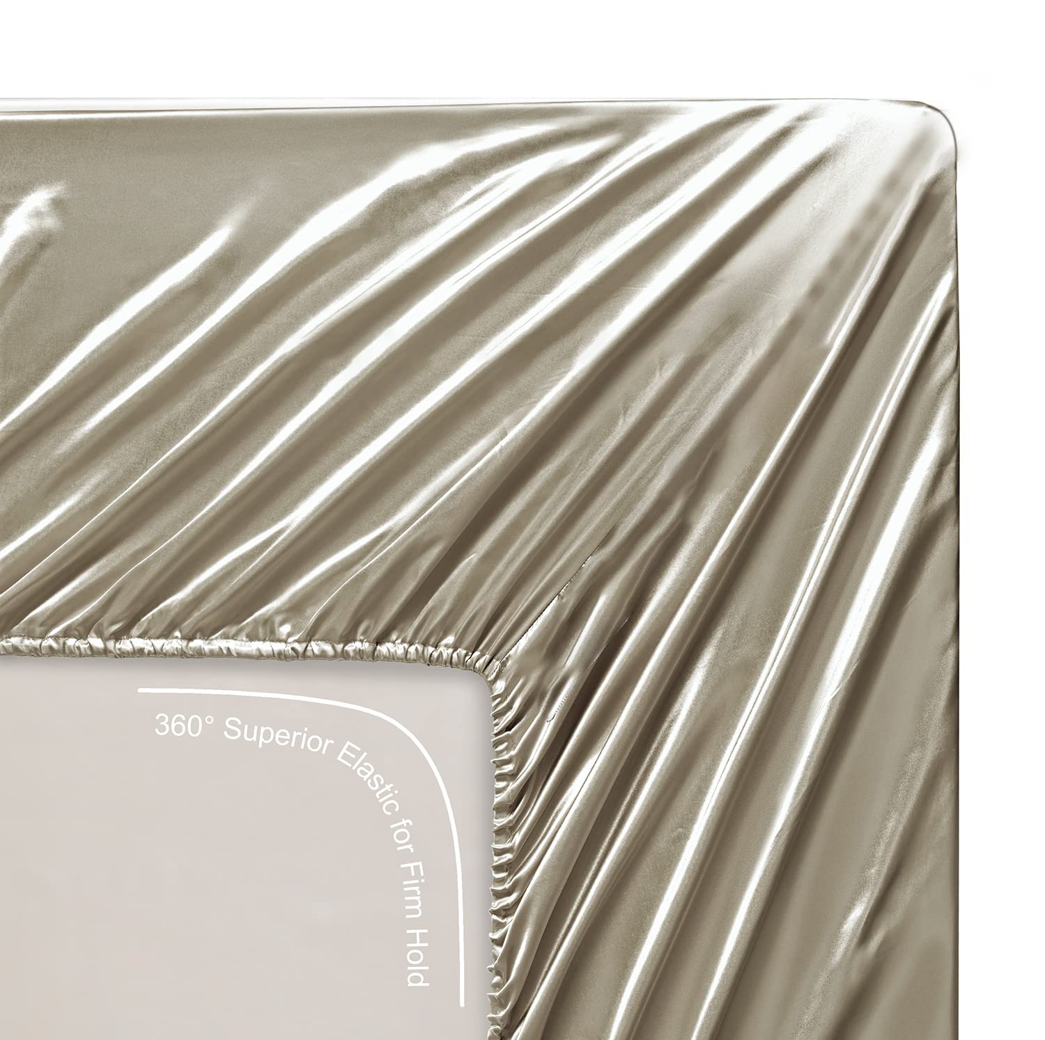 Lanest Housing Silk Satin Sheets color range in taupe and neutrals