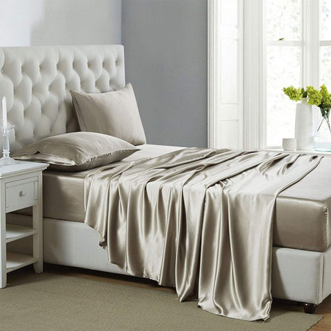 Lanest Housing Silk Satin Sheets close-up of fabric showing silky sheen for cooling sleep