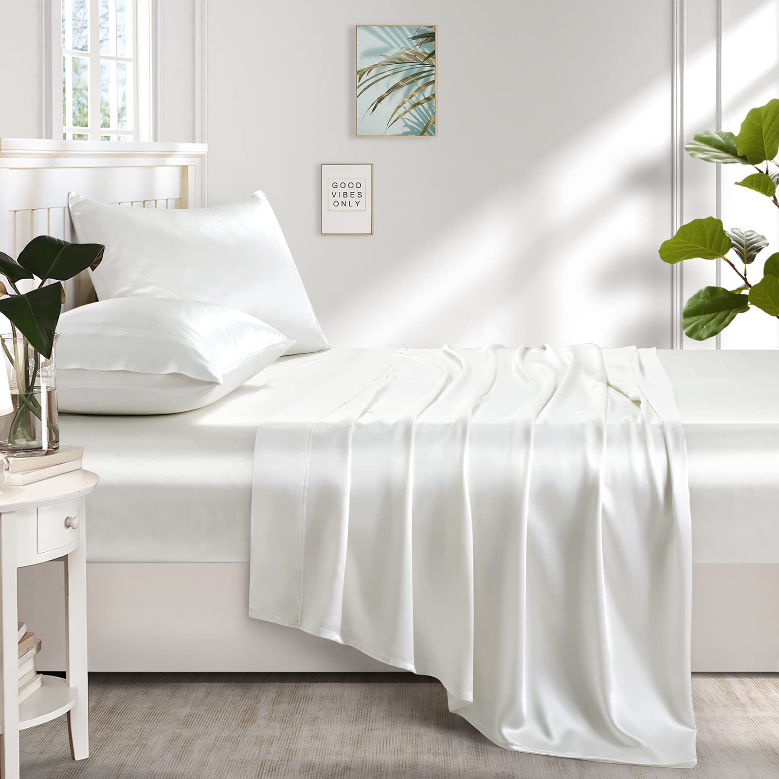 Lanest Housing satin sheets available in 17 colors to match decor.