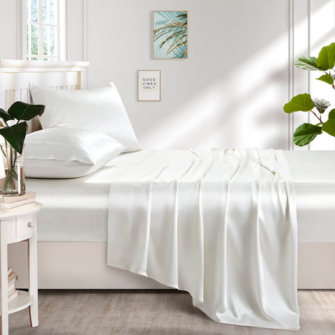 Lanest Housing satin sheets available in 17 colors to match decor.