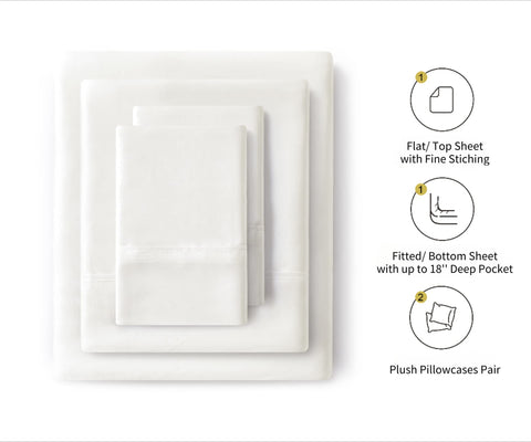 Lanest Housing satin with deep-pocket fitted design secures mattresses up to 14 inches.