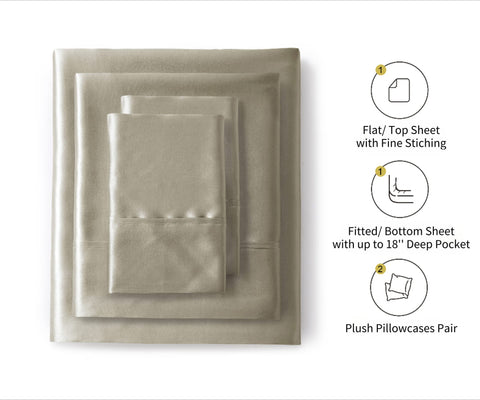 Lanest Housing Silk Satin Sheets queen fitted sheet with deep pockets securing mattress