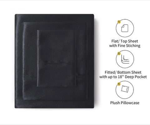 Lanest Housing Silk Satin Sheets Twin XL on bed with smooth cooling surface.