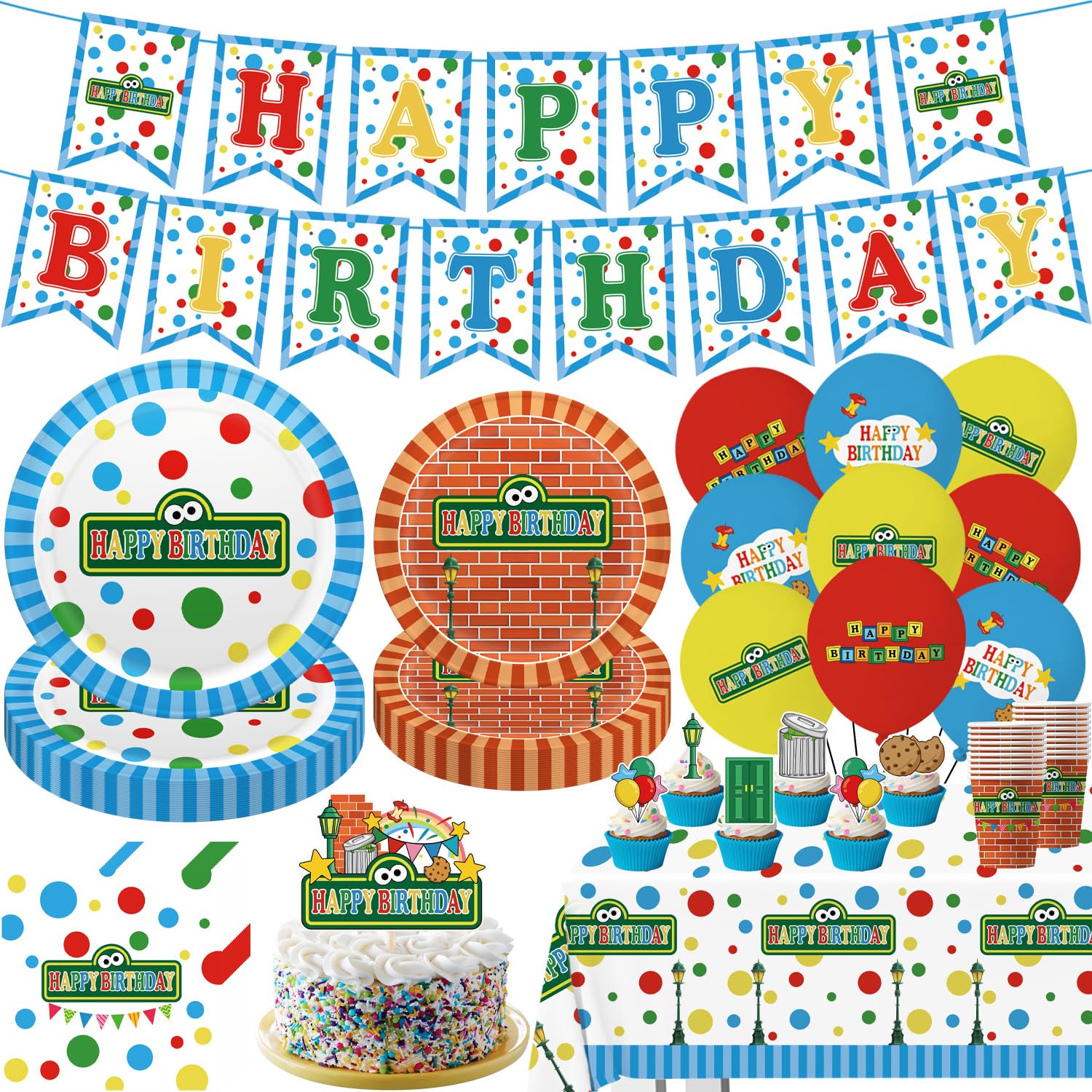 LANFUBEISI birthday tablecloth with festive print for quick setup and cleanup.