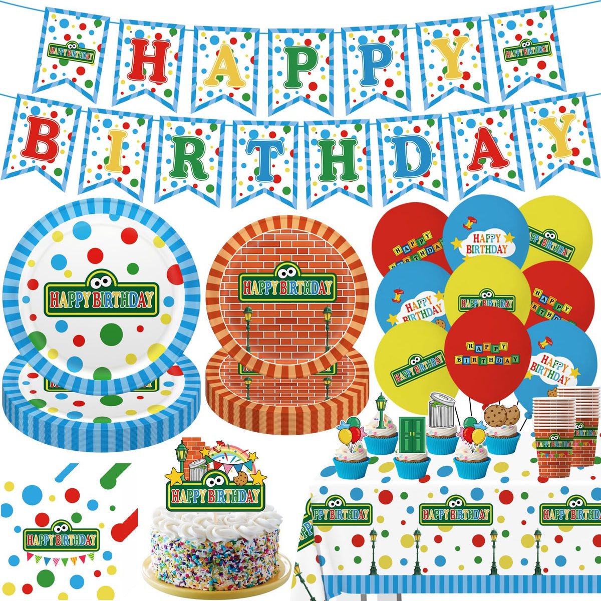 LANFUBEISI birthday tablecloth with festive print for quick setup and cleanup.