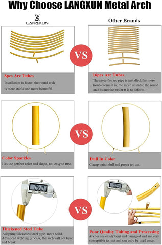 LANGXUN gold arch frame with curved tubes enables quick, stable setup.