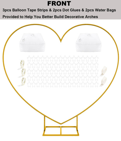 LANGXUN heart arch gold stand creates elegant backdrop for photos.