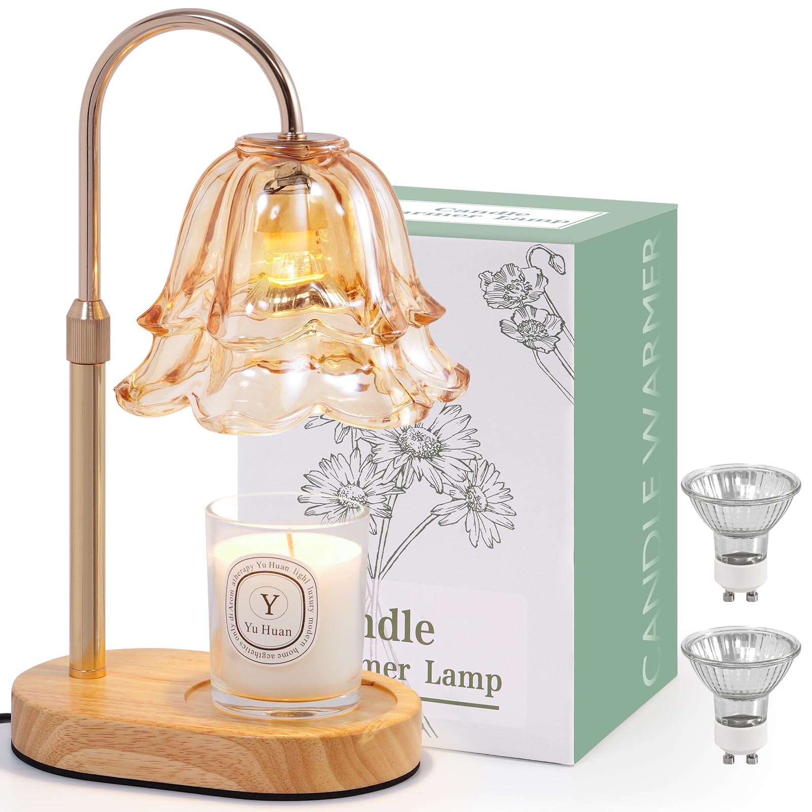 Lanhado Flower Candle Warmer Lamp creates a cozy ambiance with a soft glow