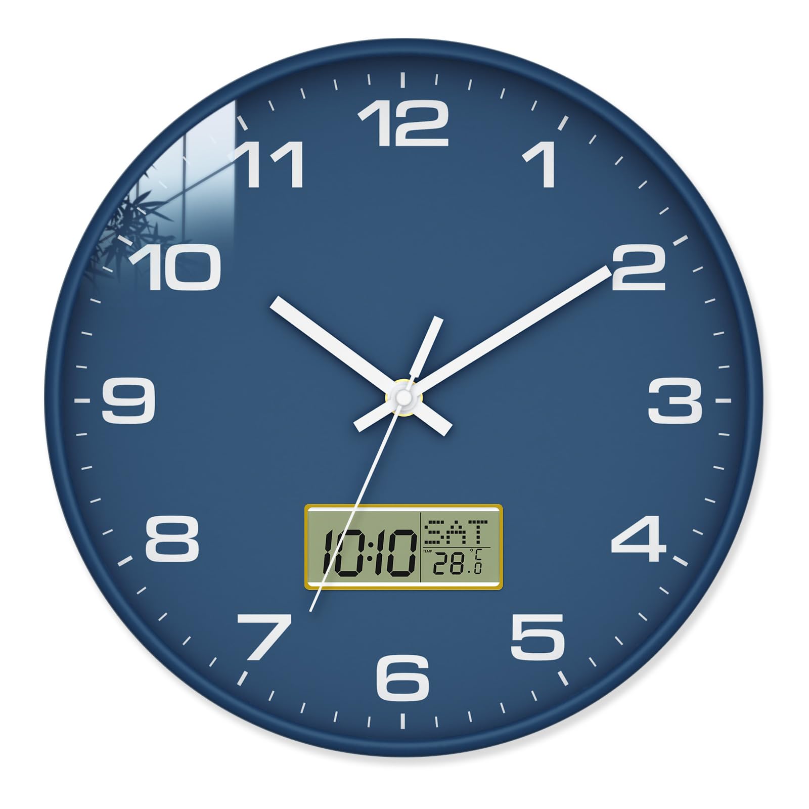Lanktoo 12in wall clock with blue dial for quick time checks in any room.