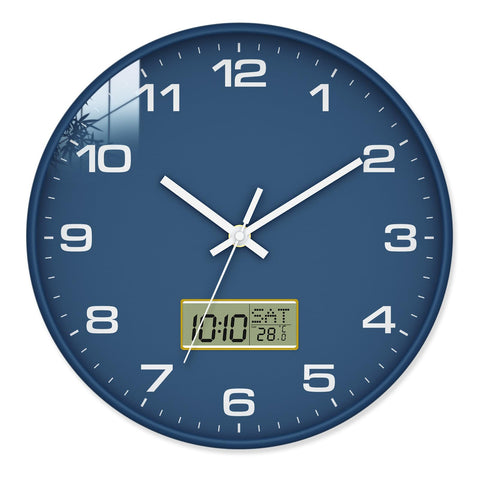 Lanktoo 12in wall clock with blue dial for quick time checks in any room.
