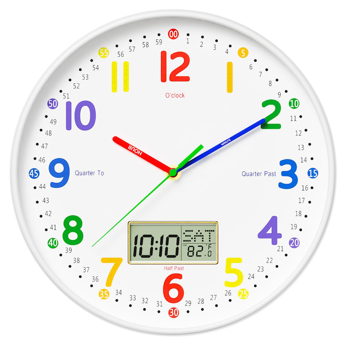 Lanktoo 12-inch silent teaching clock face offers clear time reading in classrooms.