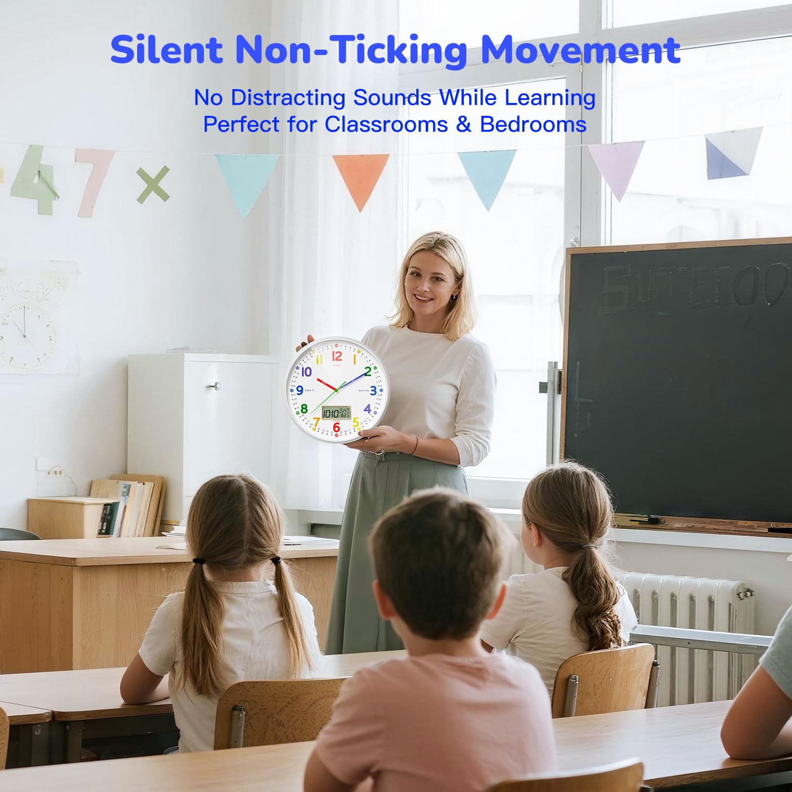 Lanktoo quartz sweep movement stays quiet for focused study or bedtime routines.