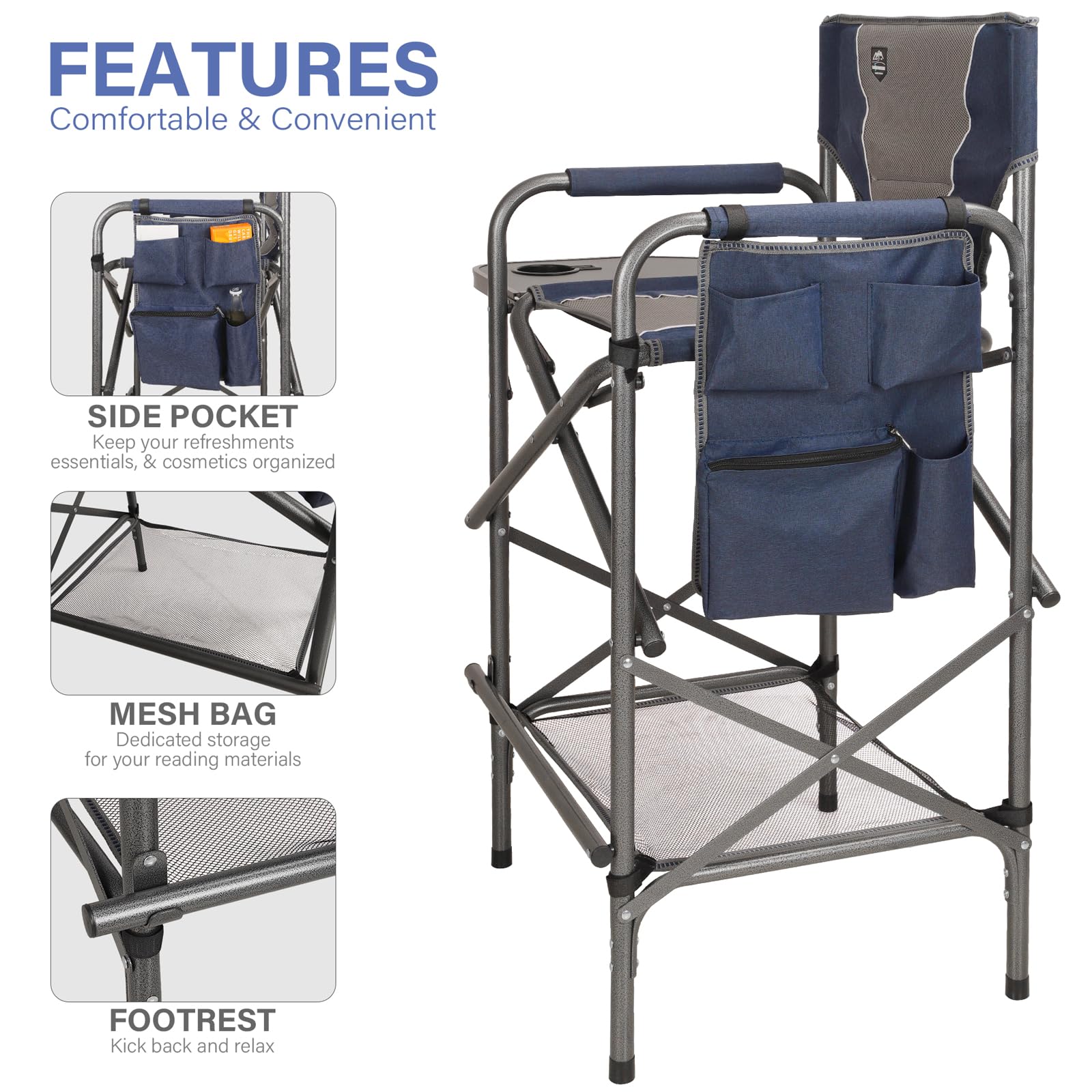 LANMOUNTAIN chair features a storage pocket for tools and accessories.