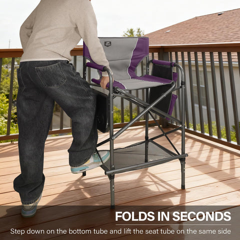 Portable LANMOUNTAIN chair folds for easy transport and storage.