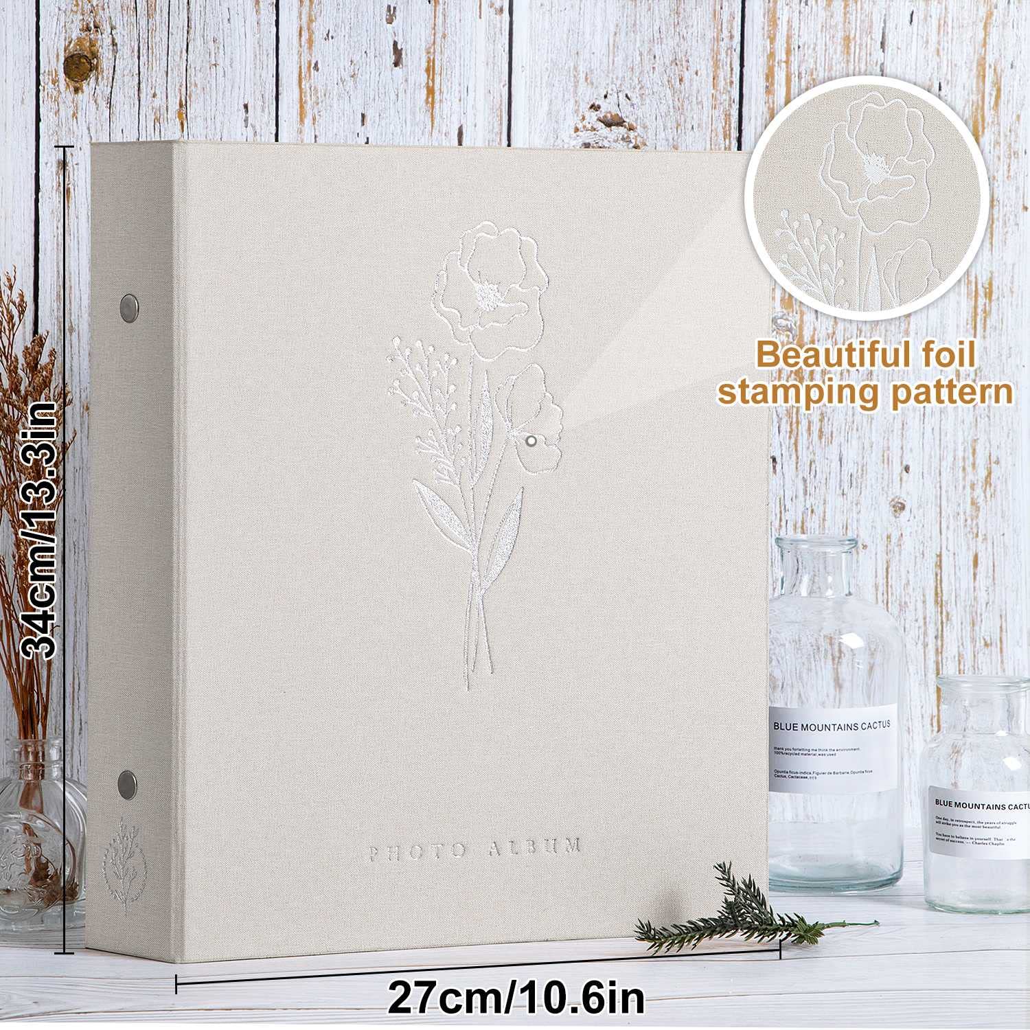 Lanpn beige linen cover with silver stamping for a premium look