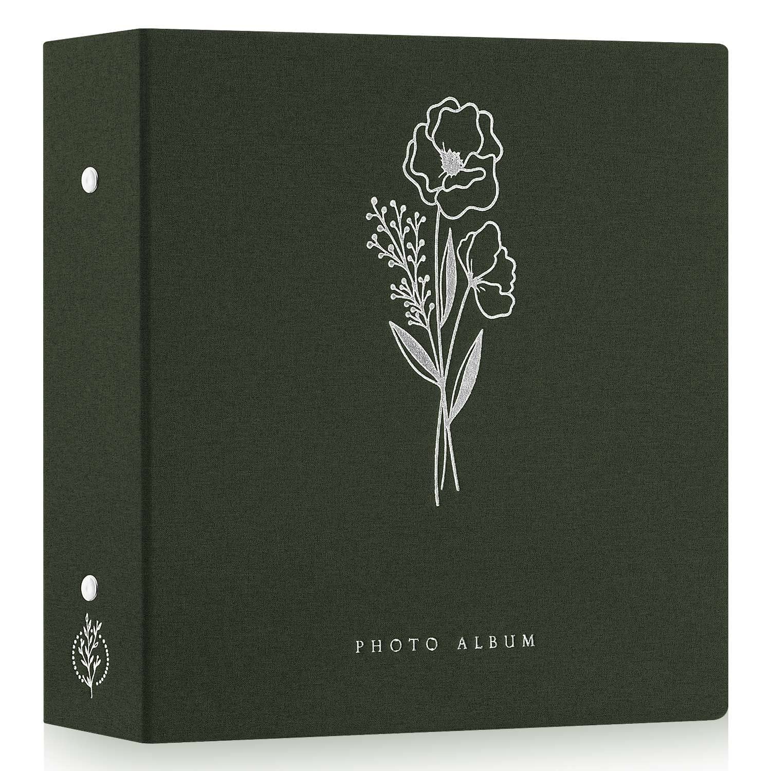 Lanpn photo album with green linen cover, durable chic style for keepsakes.
