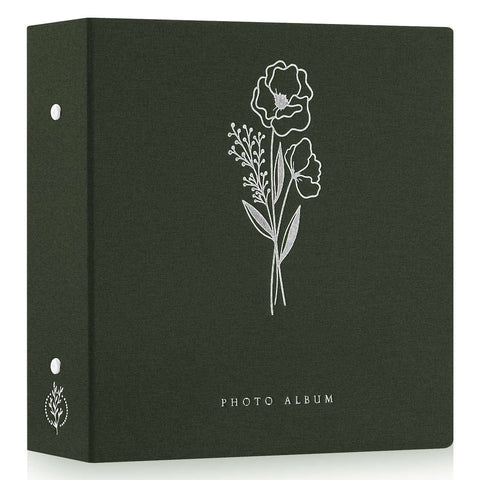 Lanpn photo album with green linen cover, durable chic style for keepsakes.