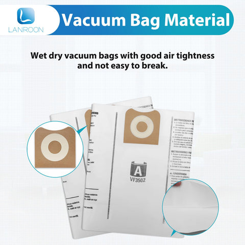 LANROON VF3502 compatible bags fit Ridgid WD1950/WD1956 for easy replacement.