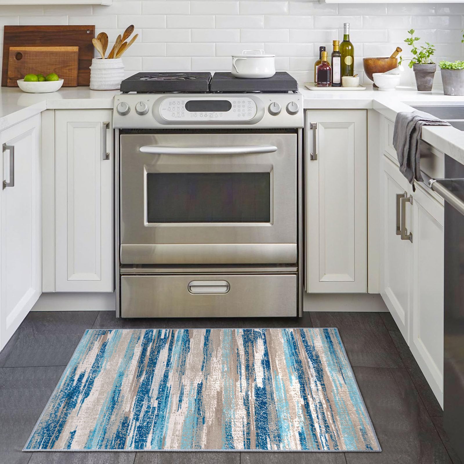 Lansny entryway rug washable keeps floors tidy with cold-water cleaning.