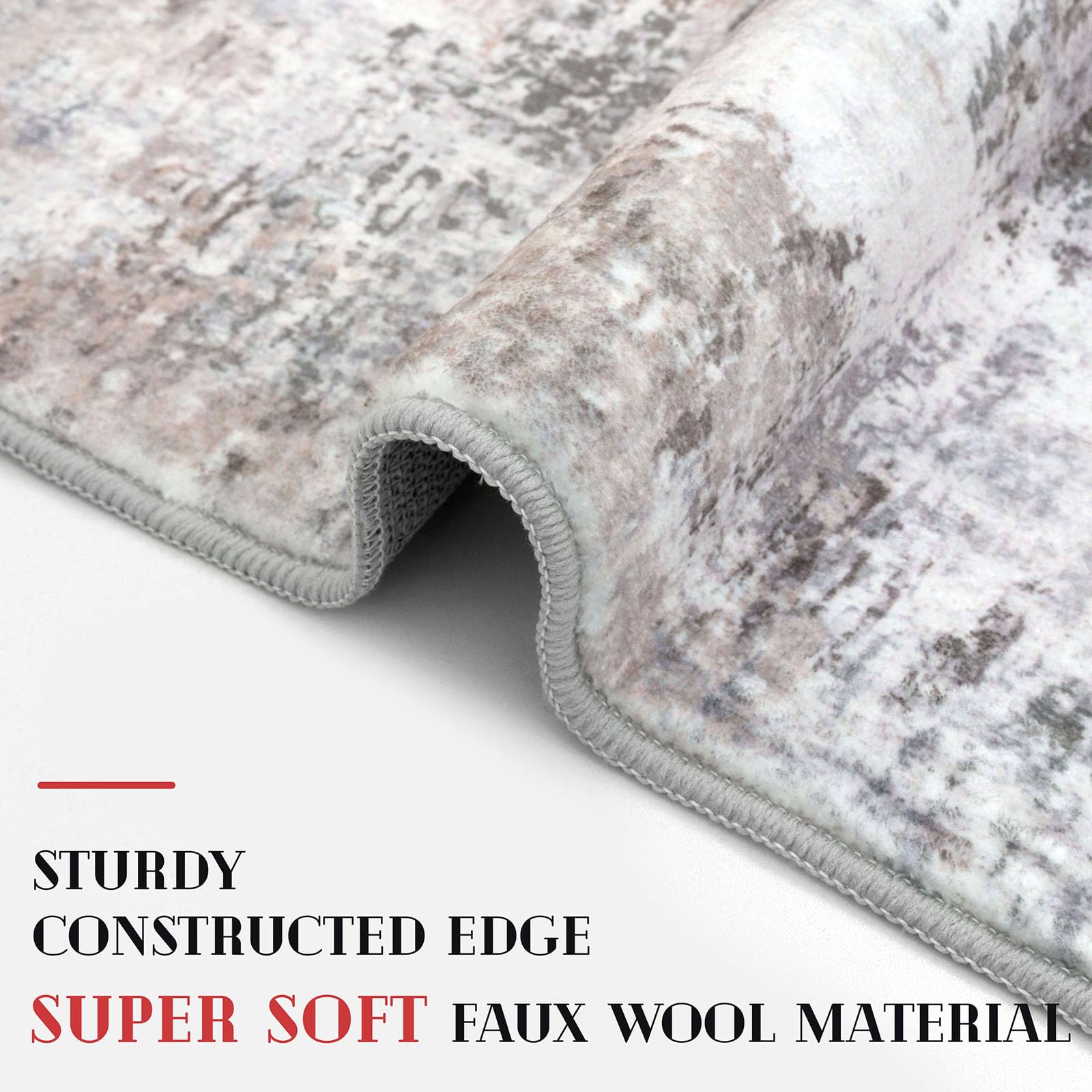 Lansny soft beige-grey kitchen rug brings warmth and practicality to small areas.