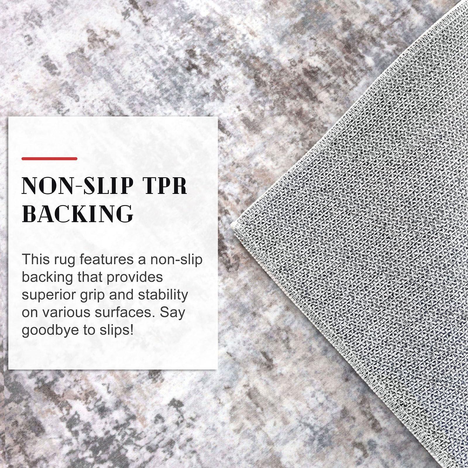 Lansny easy-care rug suitable for entryways, kitchens, and bedside use.