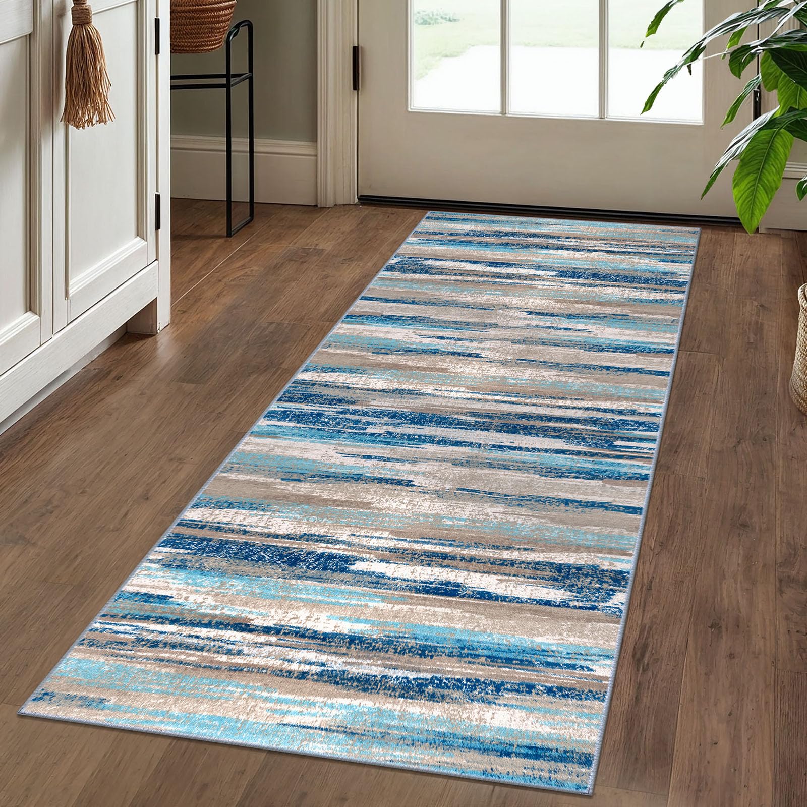 Lansny rug with non-slip backing keeps 2x5 hallway in place