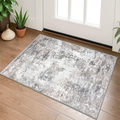 Lansny small abstract area rug 2x3 for entryways with non-slip backing.