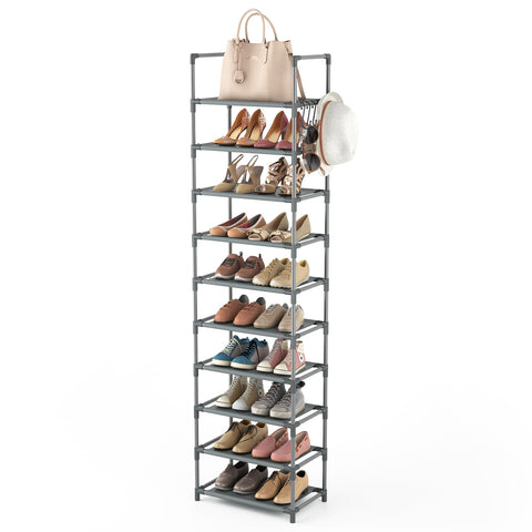 LANTEFUL 10-tier shoe rack front view for compact entryways.