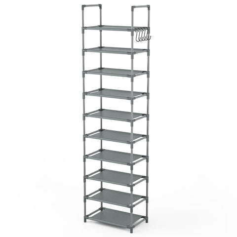 LANTEFUL 10-tier shoe rack material close-up shows durable fabric and connectors.