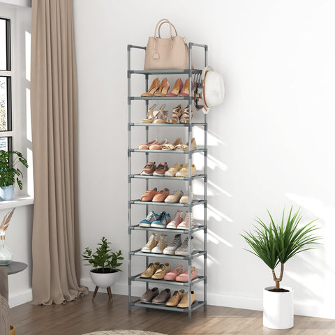 LANTEFUL 10-tier shoe rack versatile storage for shoes, bags, and sundries.
