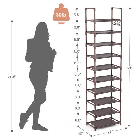 LANTEFUL 10-tier shoe rack close-up assembly parts and connectors
