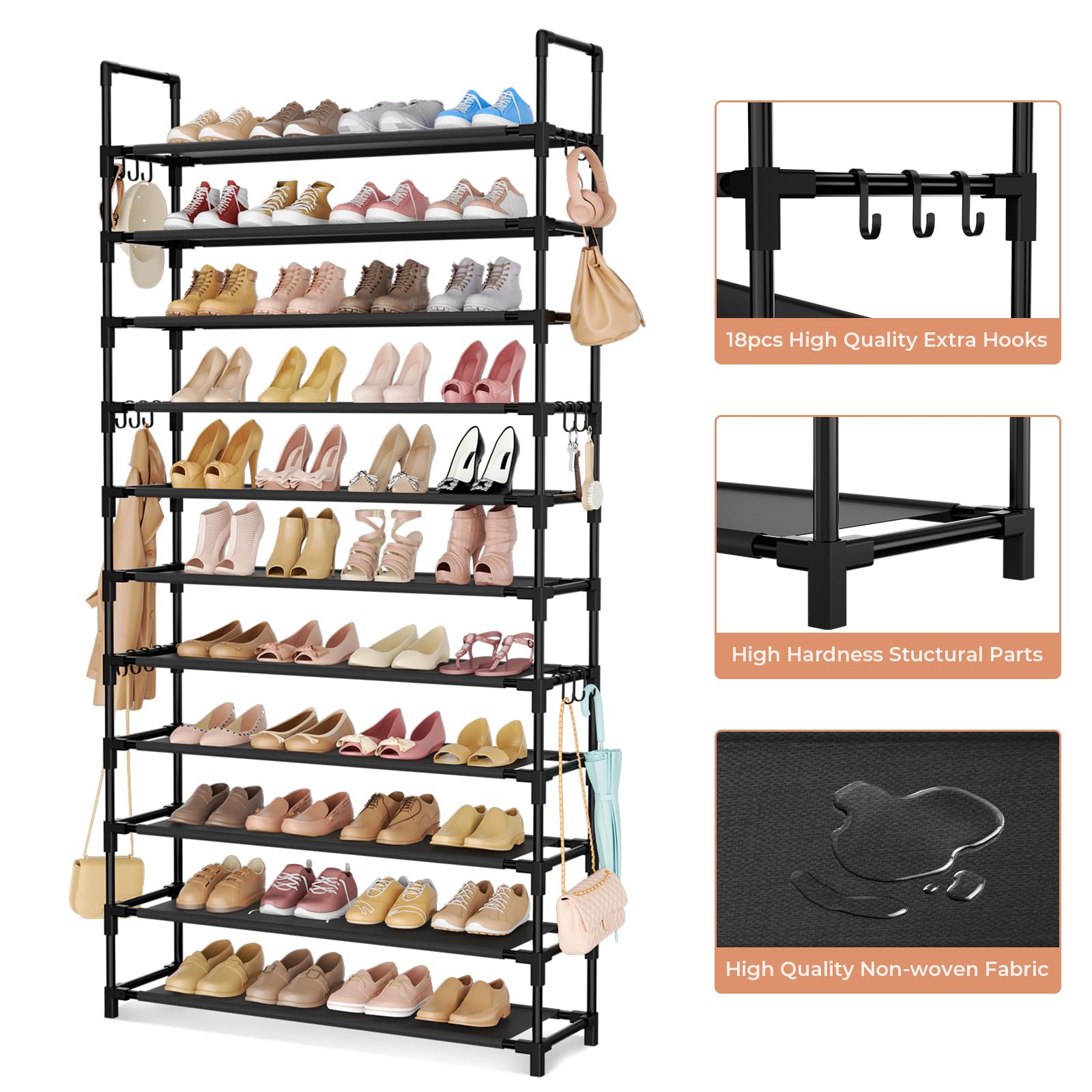 LANTEFUL 18-hooks accessory showcases versatile storage for umbrellas bags and jackets