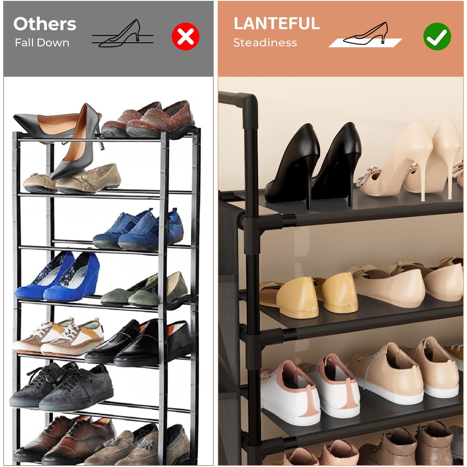 LANTEFUL 6-tier rack durable frame designed for daily use