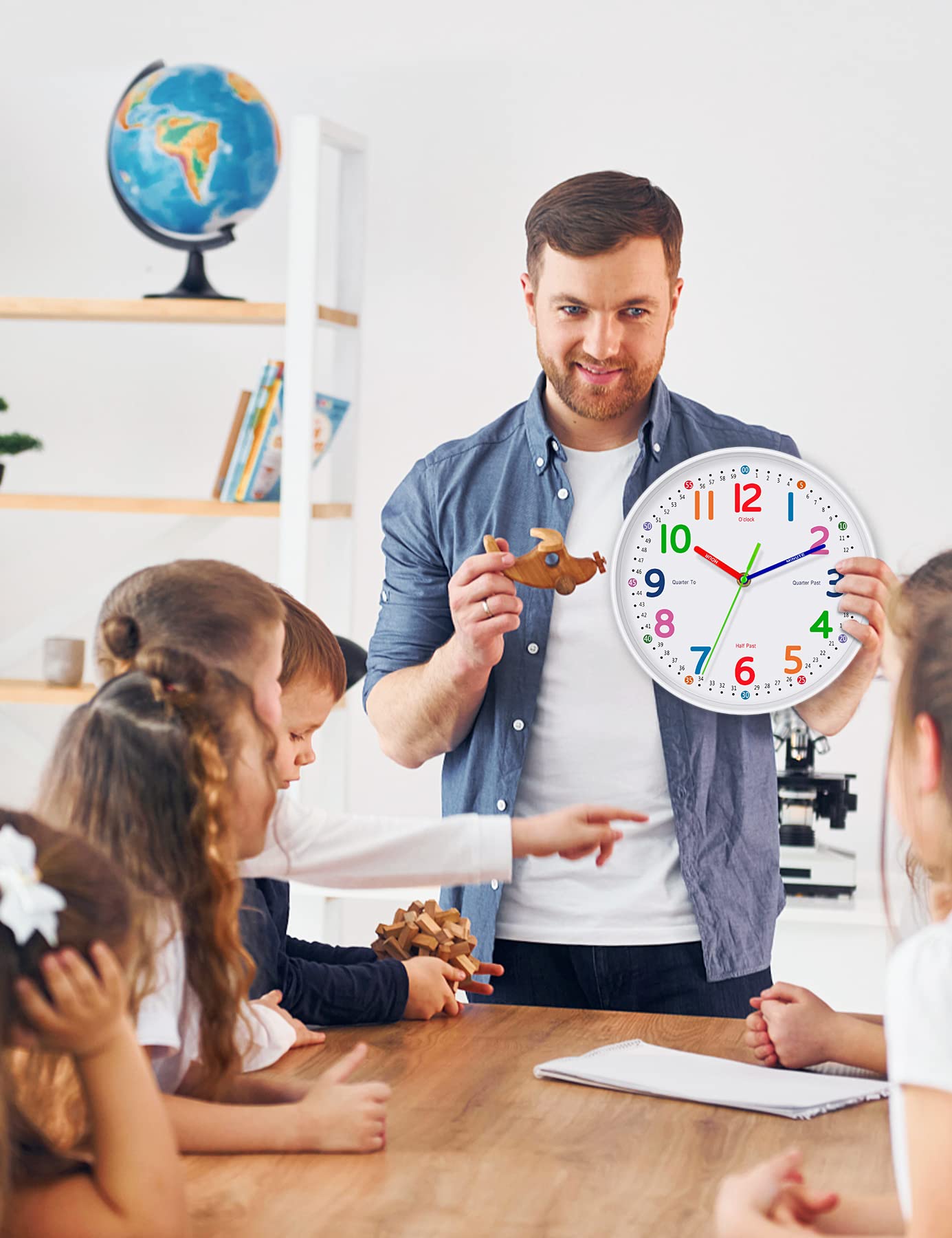 Lantoo silent kids wall clock ideal for bedrooms and kids' rooms