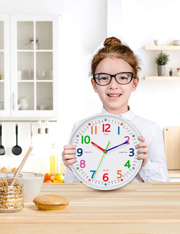 Lantoo silent kids wall clock silent movement for quiet study spaces