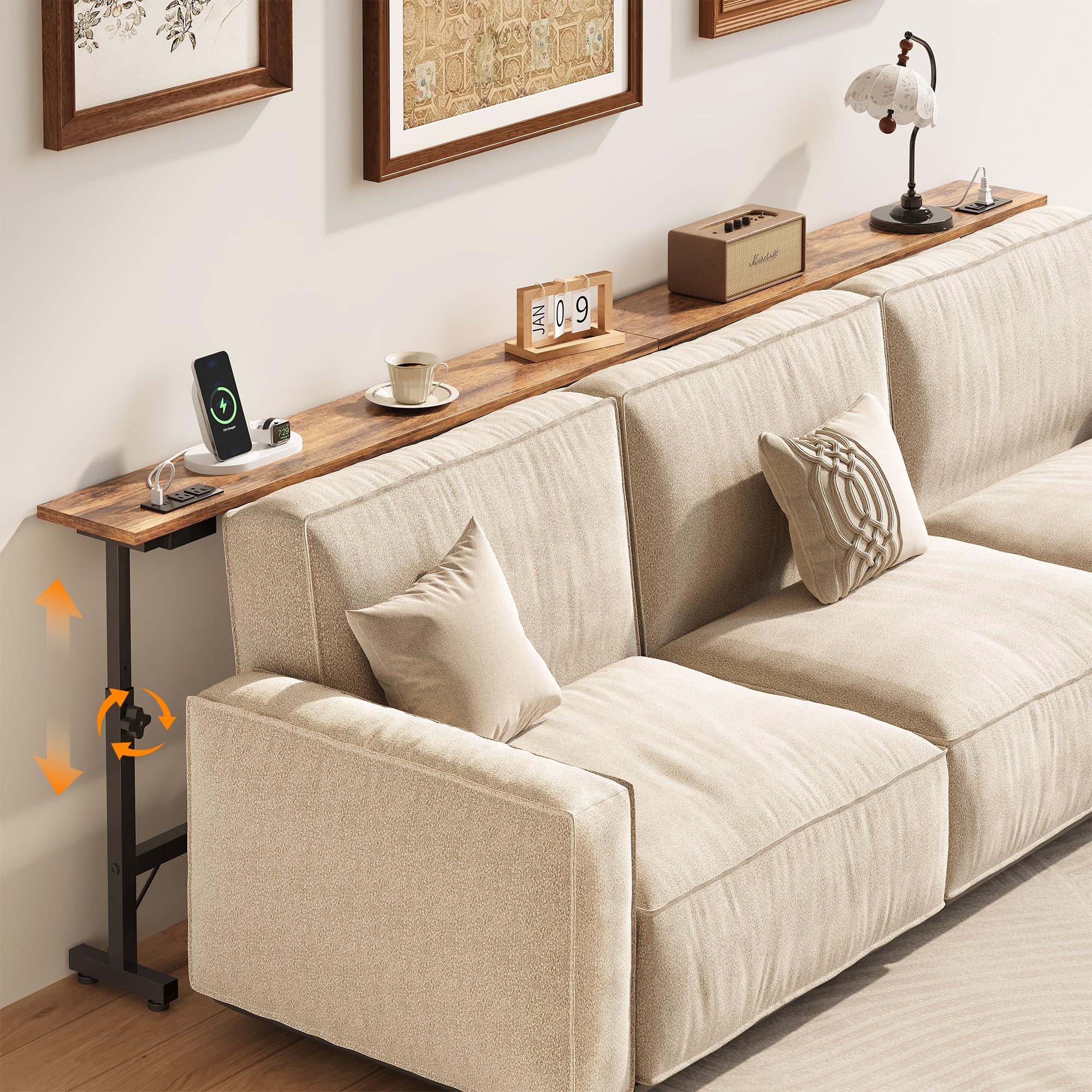 Lanynne two-pack behind-couch table, slim 79-inch design ideal for small spaces.